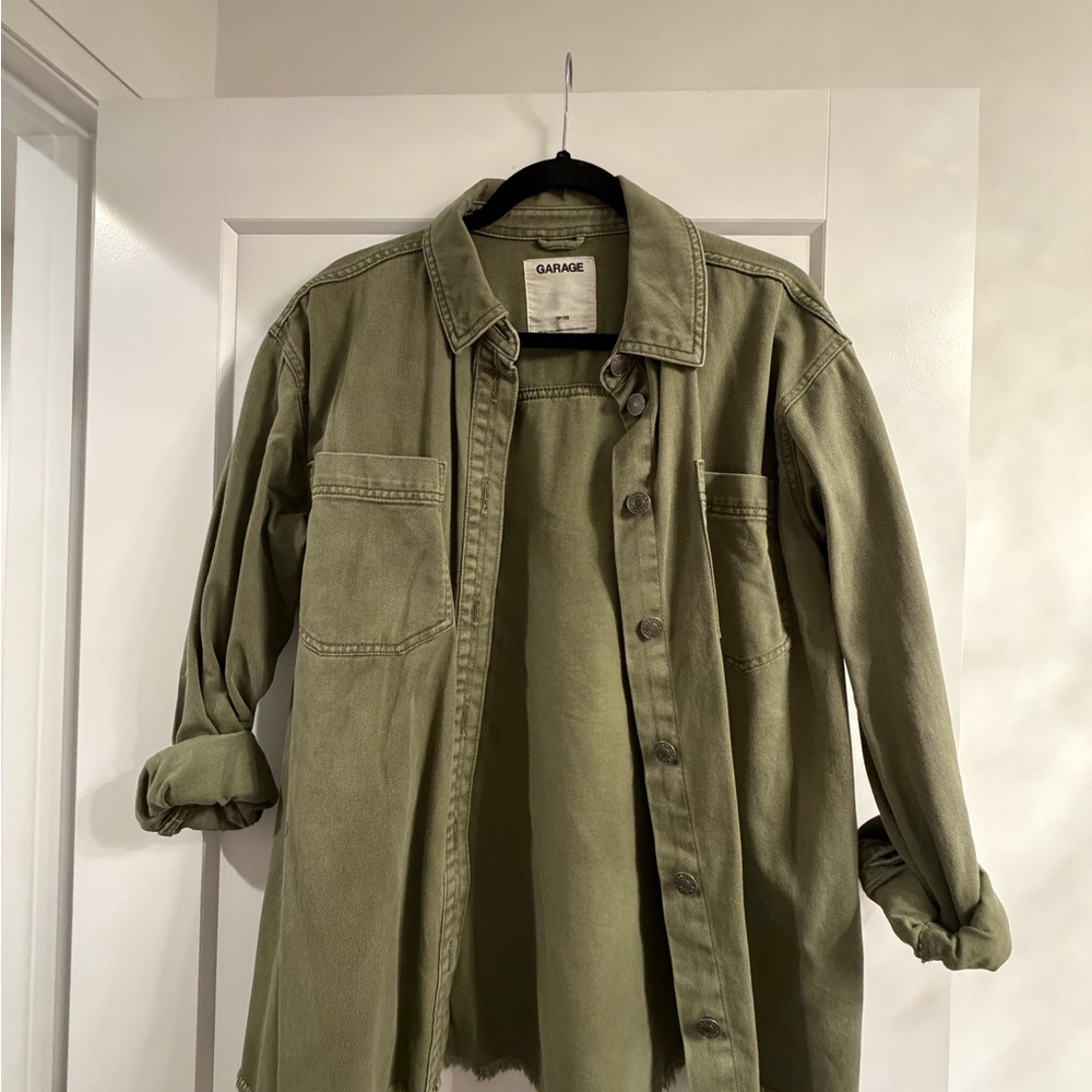 Garage Olive Green Casual Button Down Shirt